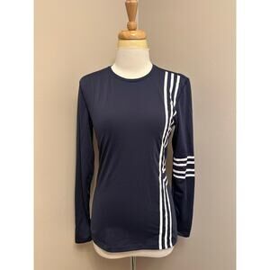 Tory Burch TORY SPORT Graphic T Long-Sleeve Active Top Navy/White Sz Small